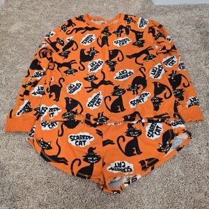Scaredy Cat Black Cat 2 Pc Halloween Pajamas XS